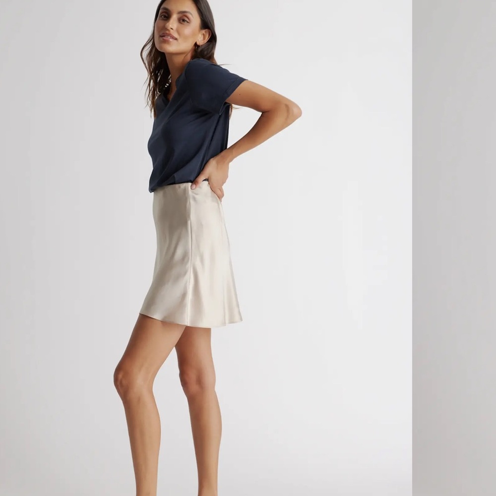 Quince Champagne 100% Washable Silk Mini Skirt